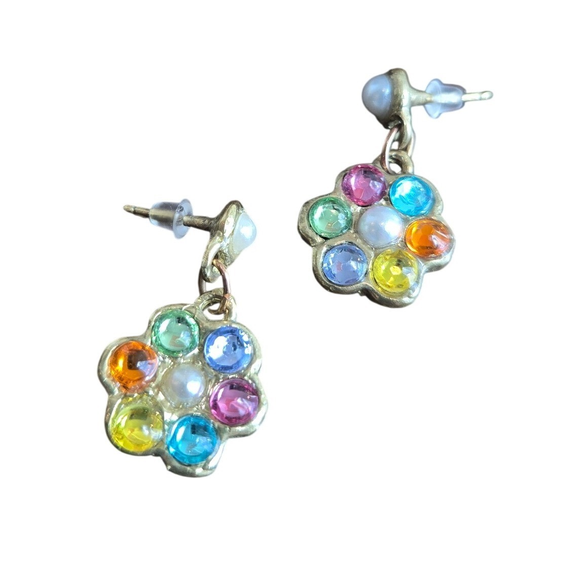 Susan Alexandra Necklace Earring Set Pearl Flower Rhinestone Colorful Whimsical — image 4 of 6